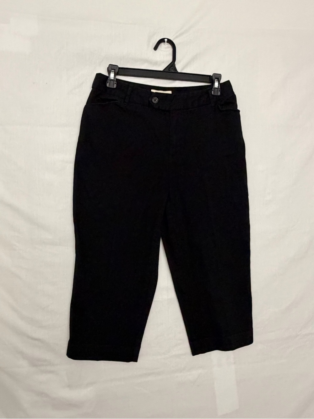 St Johns Bay Womens 8 Black Cotton Stretch Capri Cropped Pants(A953)